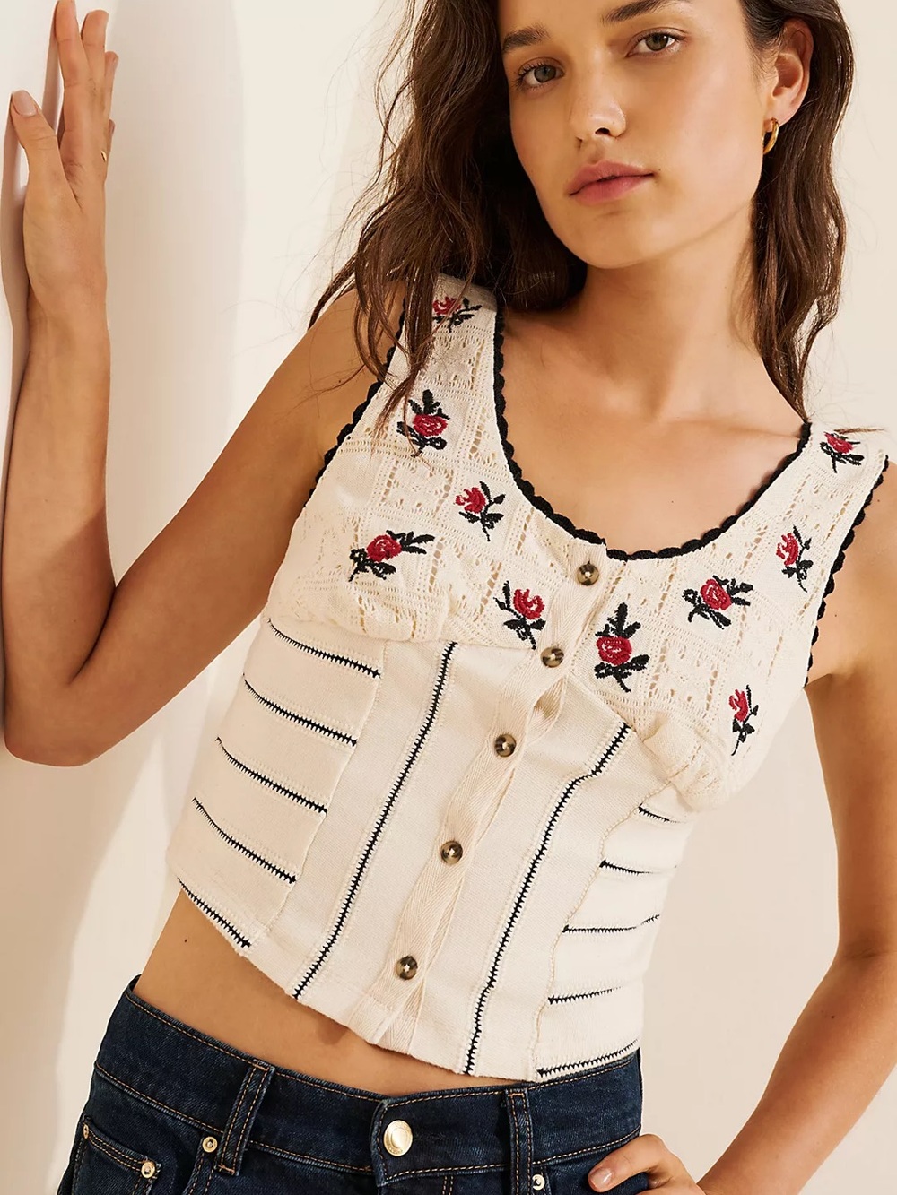 Free People Rose Bud Knit Top